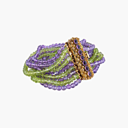 Bracelet Bracelet Multi-rangs Améthystes et Péridots 58 Facettes