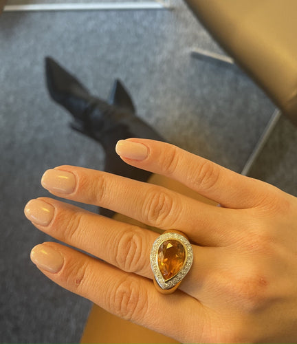 Bague Bague Citrine Art Deco 58 Facettes