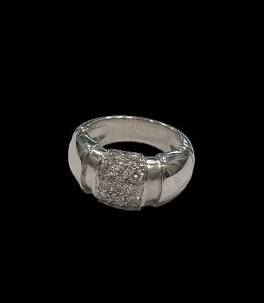 Bague Bague jonc or blanc et diamants 58 Facettes