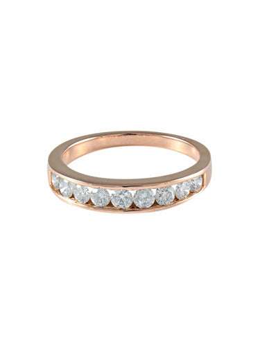 Bague 57 Demi-alliance Or rose Diamants 58 Facettes