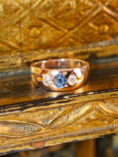 Bague 56 Bague Bandeau Or Rose Saphir Et Diamants 58 Facettes 552