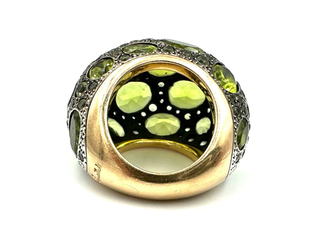 Bague 51 POMELLATO. Collection Tabou, bague or et argent ornée de péridots 58 Facettes