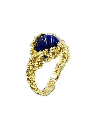 Bague Gilbert Albert. Belle bague Mimosas or jaune et billes interchangeables 58 Facettes