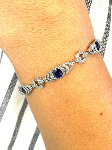 Bracelet Bracelet ancien Belle Époque en platine diamants et saphirs 58 Facettes