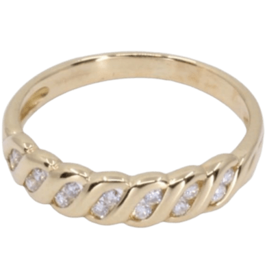 Bague 52 Demi-alliance en or jaune, diamants 58 Facettes 061791