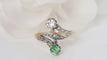 Bague 53.5 Bague Toi Et Moi En Or Et Platine, Emeraude Et Diamants 58 Facettes 31522