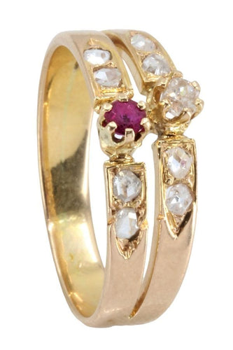 Bague BAGUE TOI ET MOI NAPOLÉON III RUBIS ET DIAMANTS 58 Facettes 053111