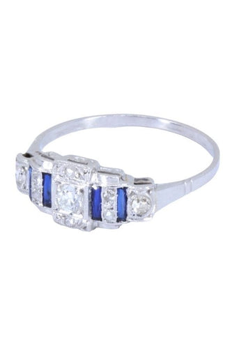 Bague 54 Bague Art Déco, saphirs, diamants 58 Facettes 063541