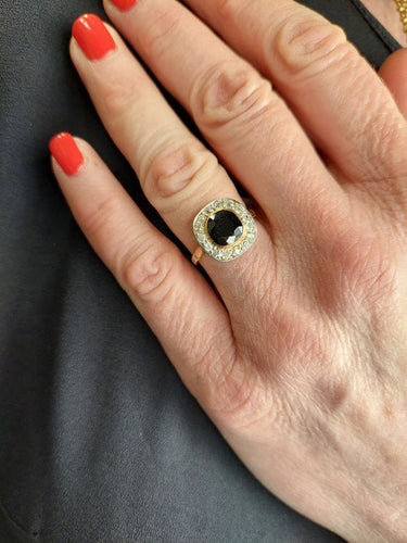 Bague 54 BAGUE ANCIENNE MARGUERITE SAPHIR ET DIAMANTS 58 Facettes 081061
