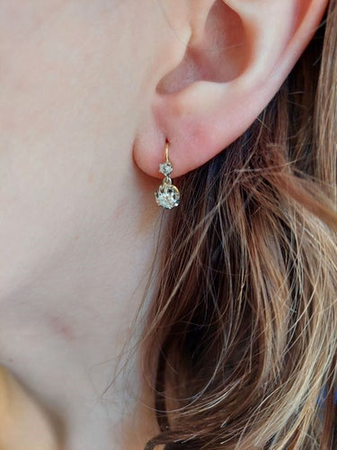 Boucles d'oreilles DORMEUSES DIAMANTS ART-NOUVEAU 58 Facettes 081691