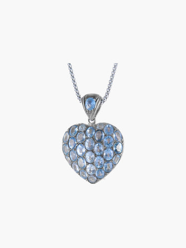 Collier Pendentif Coeur Saphirs sur chaîne Or blanc 58 Facettes