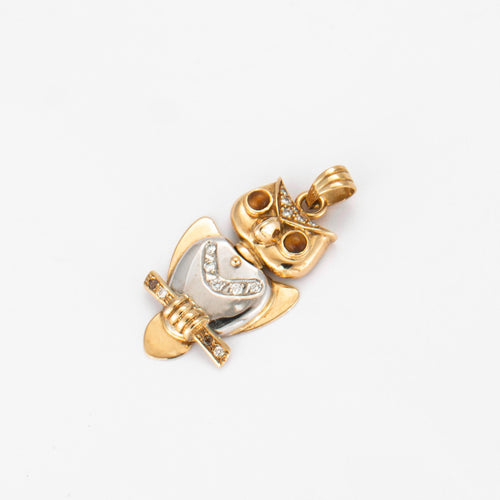 Pendentif Pendentif Hibou 2 Ors & Diamants 58 Facettes EL13