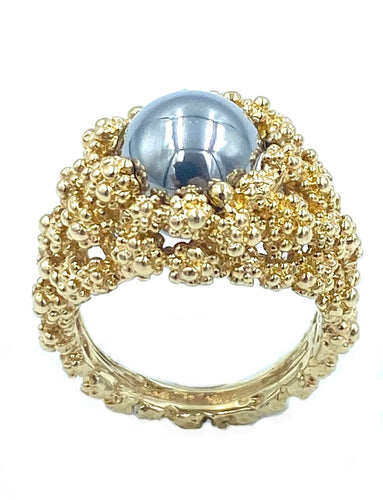 Bague GILBERT ALBERT. Bague or jaune et billes interchangeables 58 Facettes