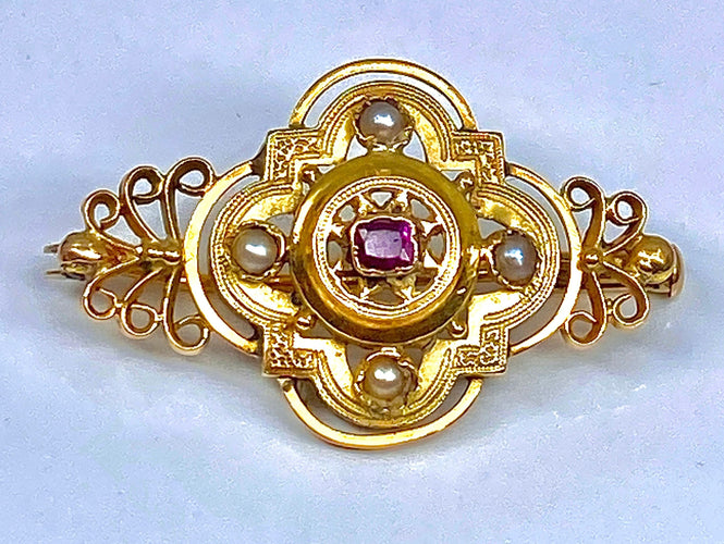 Broche Broche perles fines grenat vers 1900 58 Facettes AB167