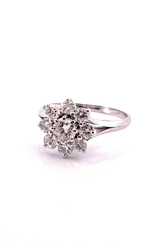 Bague 56 Bague marguerite platine diamants 58 Facettes