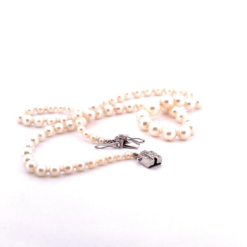 Collier Collier de perles ancien fermoir or et diamants 58 Facettes