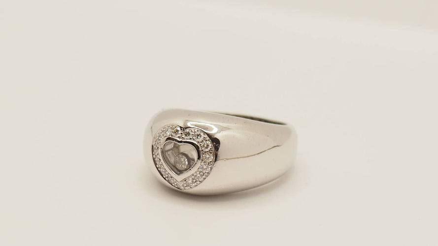 Bague Bague en or blanc Chopard Happy Diamonds 58 Facettes