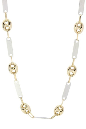 Collier CHAINE MAILLE GRAIN DE CAFÉ ALTERNÉE 2 ORS 58 Facettes 046761