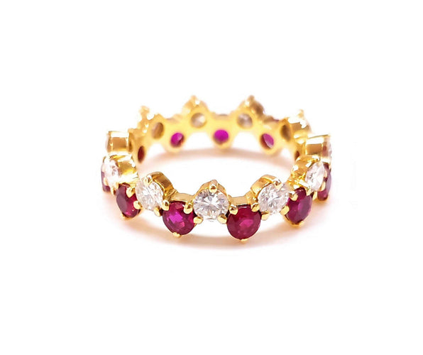 Bague 53 Alliance diamants et rubis 58 Facettes ALL.ZIG.R.
