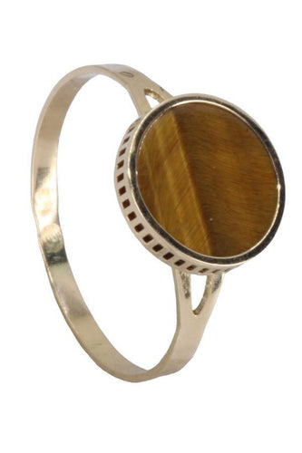 Bague 52 Bague œil de tigre, en or jaune 58 Facettes 063571
