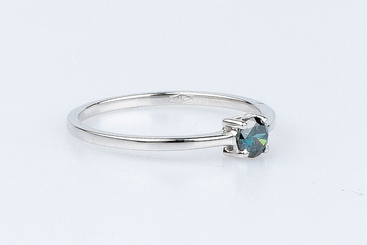 Bague Bague solitaire diamant fancy blue en or blanc 58 Facettes 53072-52-28