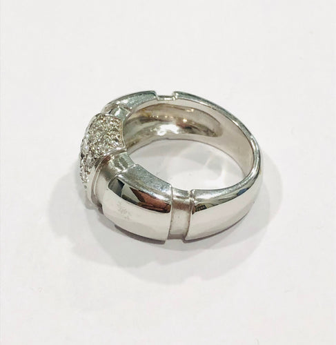 Bague Bague jonc or blanc et diamants 58 Facettes