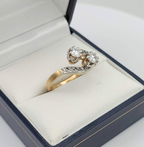 Bague 54 Bague ancienne Toi et Moi en or et diamants 58 Facettes