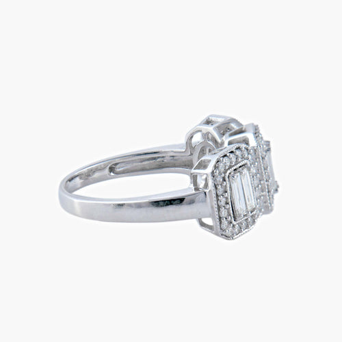 Bague Bague Or Blanc baguettes de diamants 58 Facettes