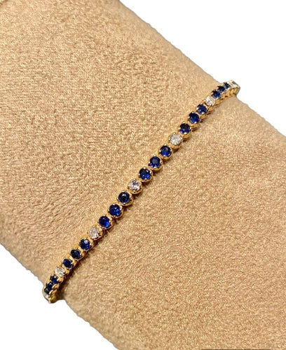 Bracelet Bracelet Tennis Or jaune Saphirs Diamants 58 Facettes