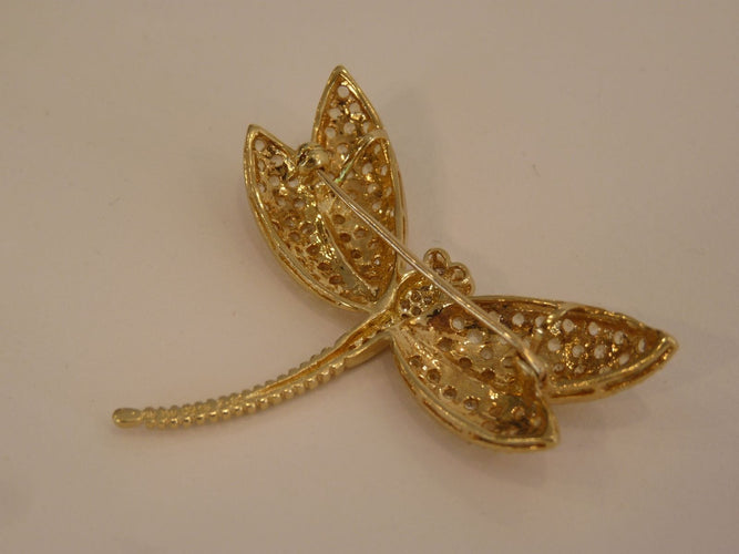 Broche Broche Pendentif Libellule, Or Jaune & Diamants 58 Facettes