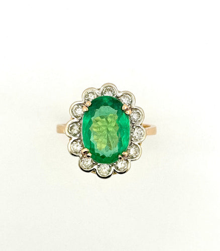 Bague 57 Bague Pompadour émeraude naturelle et diamants 58 Facettes