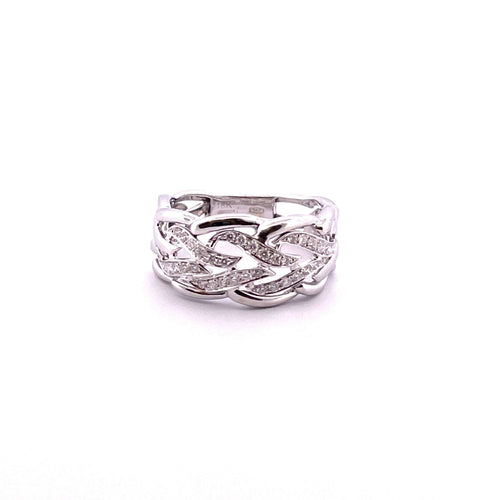 Bague Bague ajourée en or blanc, diamants 58 Facettes