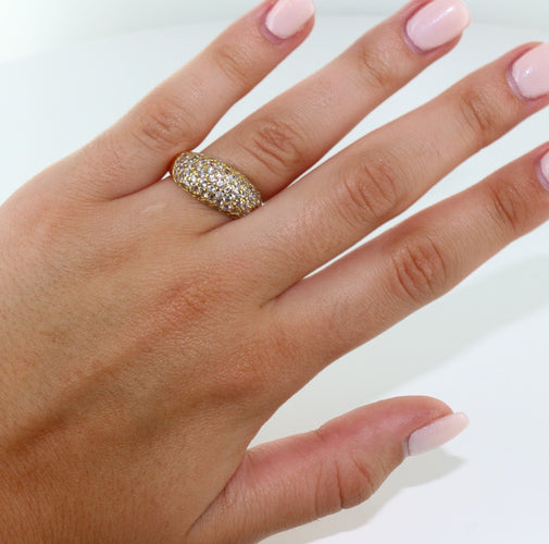 Bague Bague boule pavage en or jaune 58 Facettes