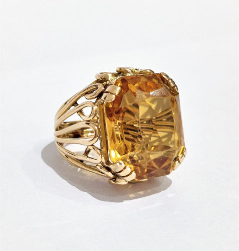 Bague 52 Bague années 60 or jaune et citrine 58 Facettes 1-873/3