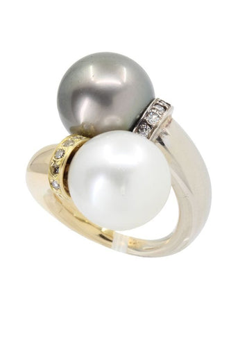 Bague BAGUE TOI ET MOI PERLES ET DIAMANTS 58 Facettes 039241