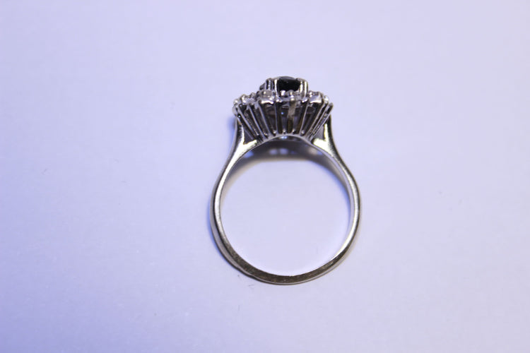 Bague 54 Bague  or blanc Diamants et Saphir 58 Facettes