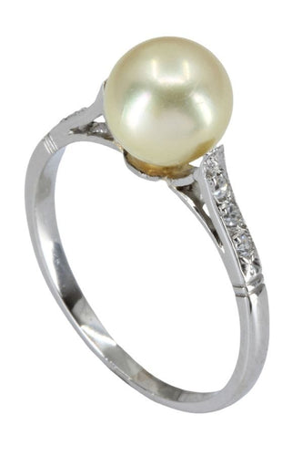 Bague 53 BAGUE PERLE ET DIAMANTS 58 Facettes 047891