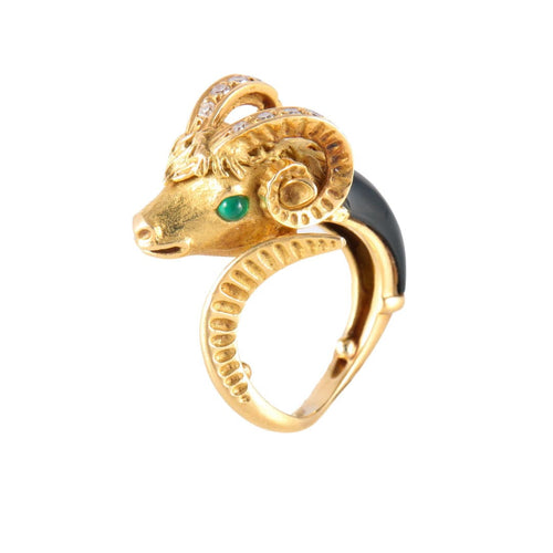 Bague 51 Bague tête de bélier en or jaune 58 Facettes
