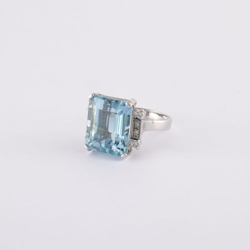 Bague 54.5 Bague Aigue-Marine Diamants 58 Facettes