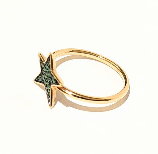 Bague 54 DJULA Bague étoile or et saphirs verts 58 Facettes