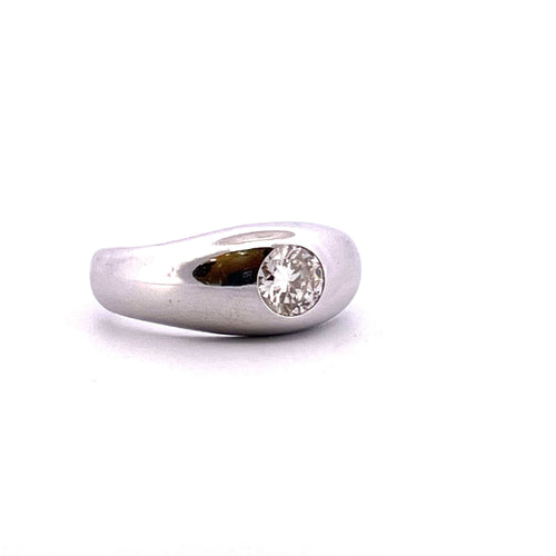 Bague Bague jonc anglais Or blanc Diamant 58 Facettes