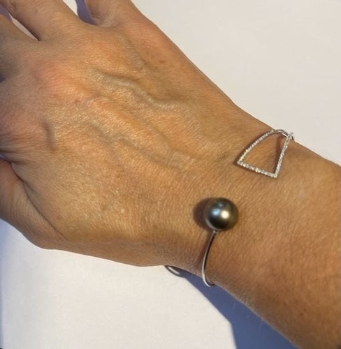 Bracelet Bracelet jonc diamants, perle de Tahiti 58 Facettes