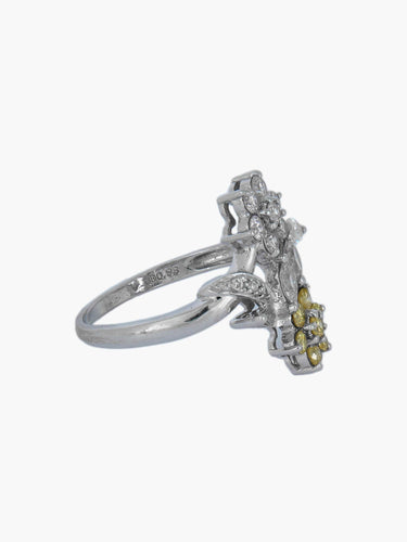 Bague Bague Toi & Moi fleurs diamants blancs et jaunes 58 Facettes