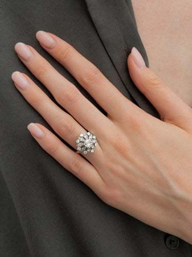 Bague 49 Bague Art Déco or blanc, platine et diamants 58 Facettes 858