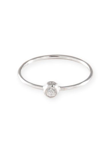 50 Bague Solitaire Saphir Blanc et Or Blanc 58 Facettes
