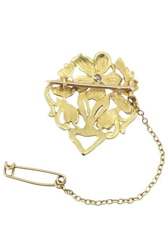 Broche BROCHE ART NOUVEAU FLEURS ET DIAMANT 58 Facettes 057141