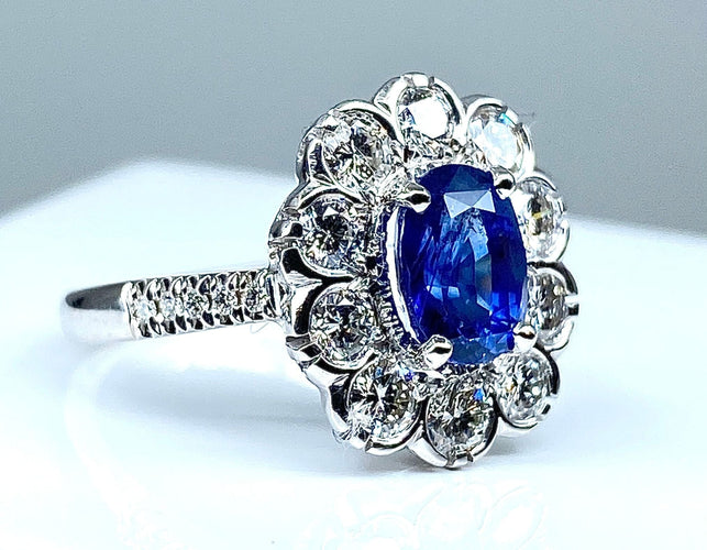 Bague 52 Bague marguerite saphir et diamants 58 Facettes AB160