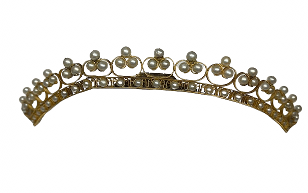 Accessoire COURONNE DIADEME OR 18K ET PERLES 58 Facettes
