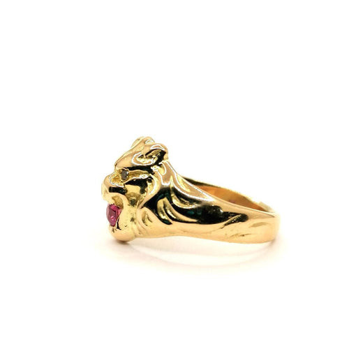 Bague Bague chevalière lion or jaune rubis 58 Facettes 2652