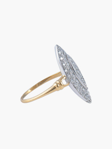 Bague Bague Marquise, Or jaune, Pavage en diamants 58 Facettes